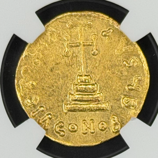 Byzantine Empire (695-698 AD) Leontius AV Solidus NGC MS 4/3
